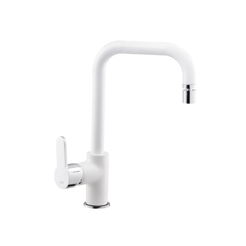 PU154944336, PURITY LENTO KITCHEN FAUCET 1/2" FLEX W.SWIVEL HINGED SPOUT WHITE