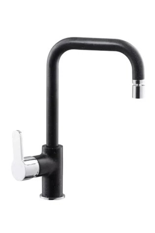PU154944334, PURITY LENTO KITCHEN FAUCET 1/2" FLEX W.SWIVEL HINGED SPOUT GRANITE BLACK