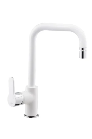 PU154944336, PURITY LENTO KITCHEN FAUCET 1/2" FLEX W.SWIVEL HINGED SPOUT WHITE