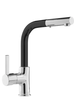 PU157344614, PURITY KELVIN PULL OUT KITCHEN MIXER W. MAGNET TECHNOLOGY CHROME PLATED METALLIC BLACK 1/2" FLEX